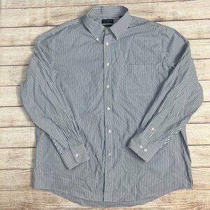 Men's Ralph Lauren Blue White Striped Button Down Shirt XL Long Sleeve Casual